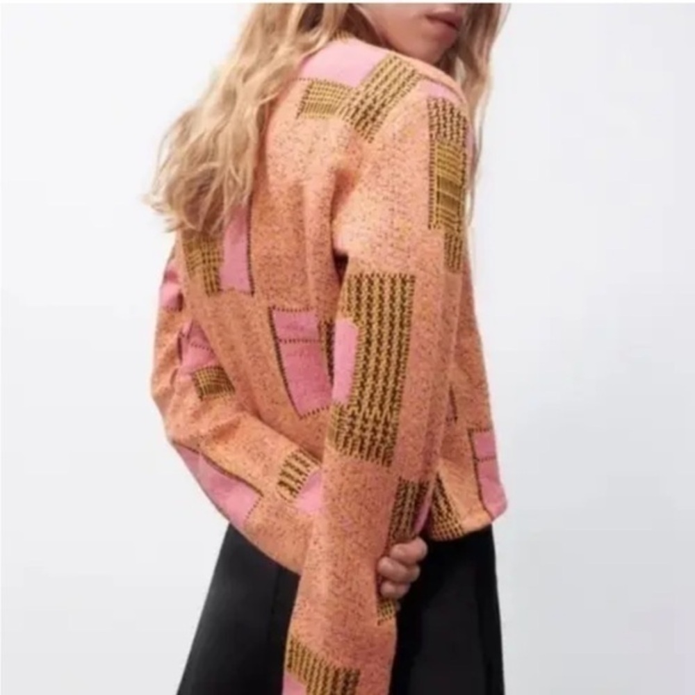 New Zara Cropped Crewneck Colourful Light Sweater - Picture 4 of 15